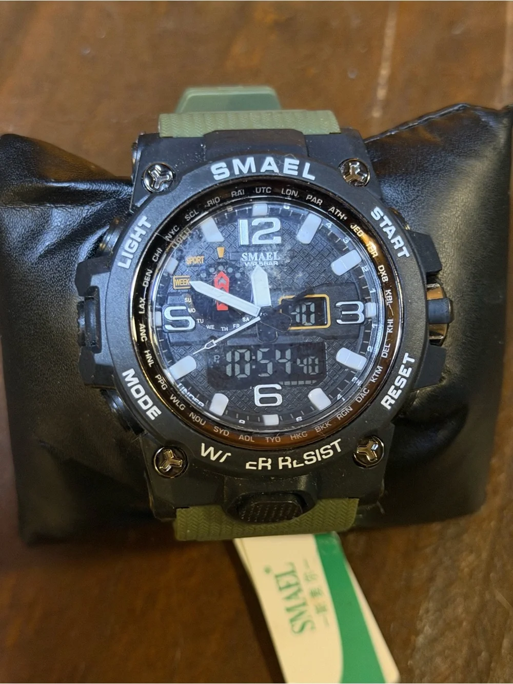 NEW SMAEL Tactical Sport Watch in Black with Army Green Strap